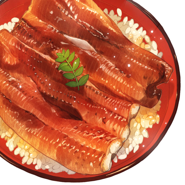 eel, food, kabayaki, momiji_mao, no_humans, original, rice, unadon