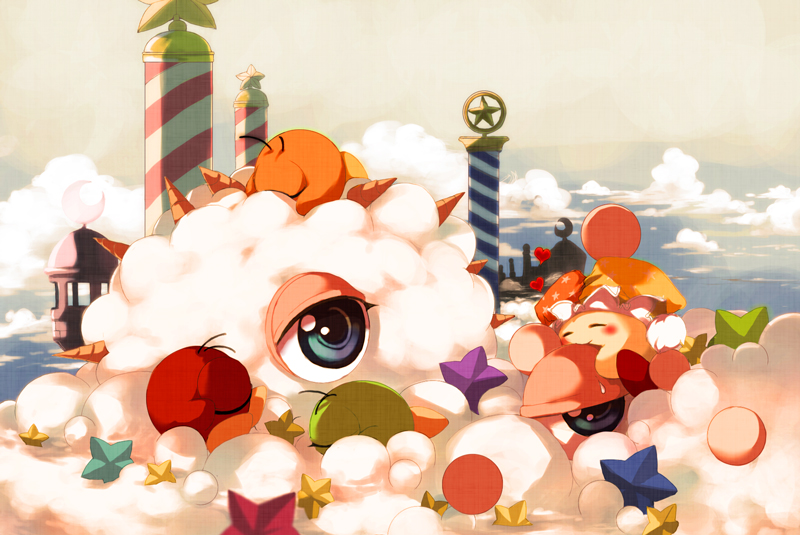 blue_eyes, blush, closed_eyes, cloud, clouds, cyclops, dew-spiegel, eyes_closed