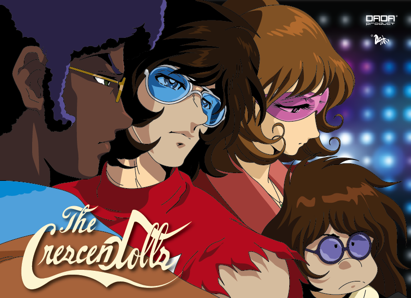 3boys, afro, alternate_color, arpegius_(interstella_5555), band, baryl_(interstella_5555), brown_hair, daft_punk