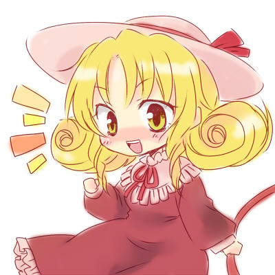 blonde_hair, blush, chibi, elly, hat, lowres, mokku, solo, touhou, touhou_(pc-98)