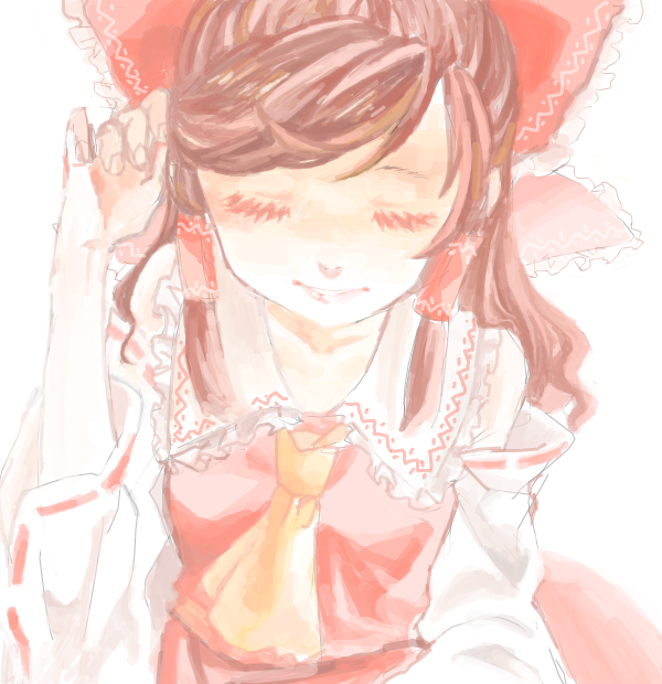 bow, brown_hair, closed_eyes, drawr, eyes_closed, hakurei_reimu, no+bi=, oekaki