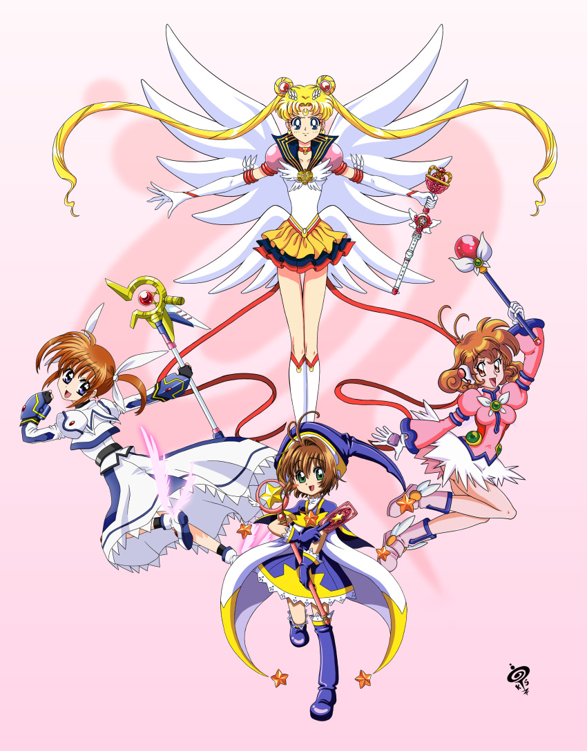 absurdres, ahoge, bishoujo_senshi_sailor_moon, blonde_hair, blue_eyes, boots, brooch, brown_eyes
