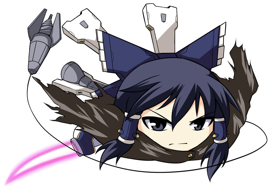 alternate_color, beam_saber, blue_eyes, blue_hair, bow, cloak, crossbone_gundam, energy_sword