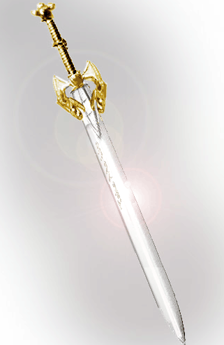 etching, golden_hilt, shiny, sword, weapon