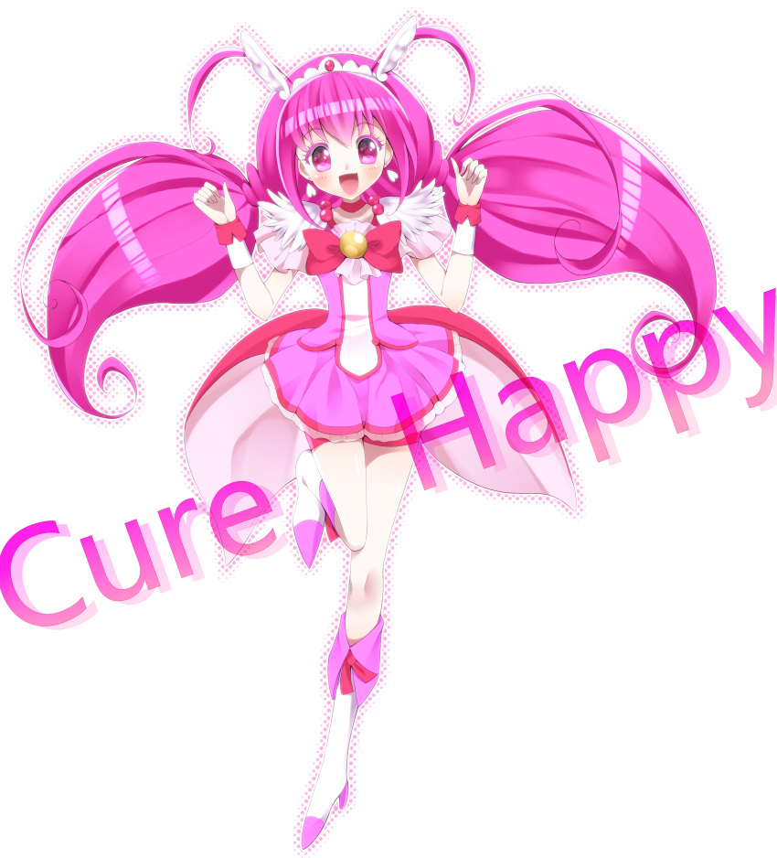 absurdres, bike_shorts, boots, character_name, choker, cure_happy, dress, english