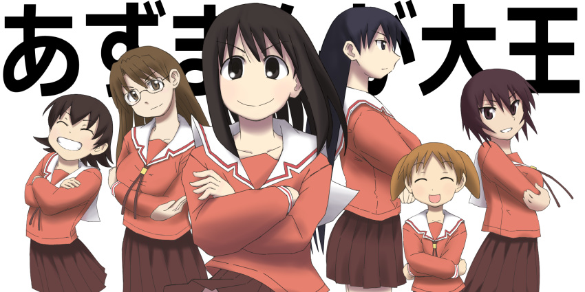 :d, ^_^, azumanga_daioh, azumanga_daiou, black_eyes, black_hair, brown_eyes, brown_hair