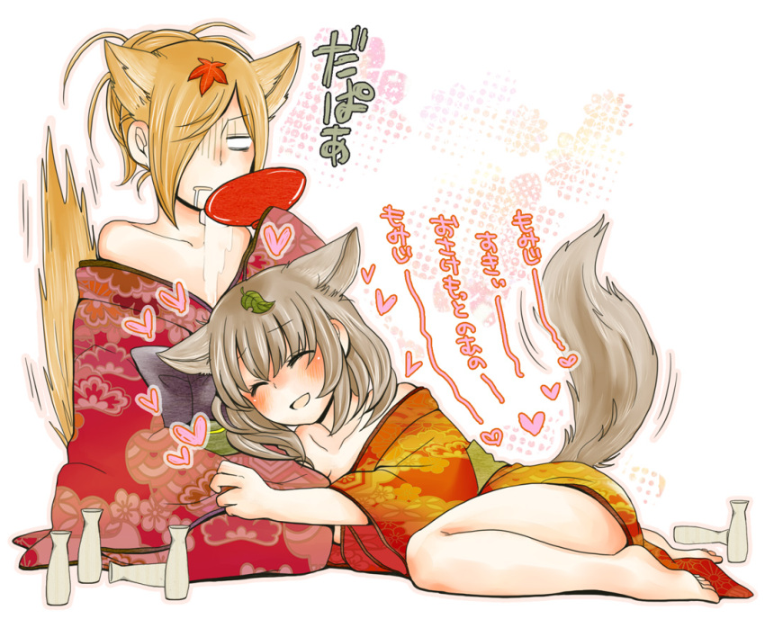 bare_legs, bare_shoulders, barefoot, binbougami_ga!, blonde_hair, breasts, cleavage, closed_eyes