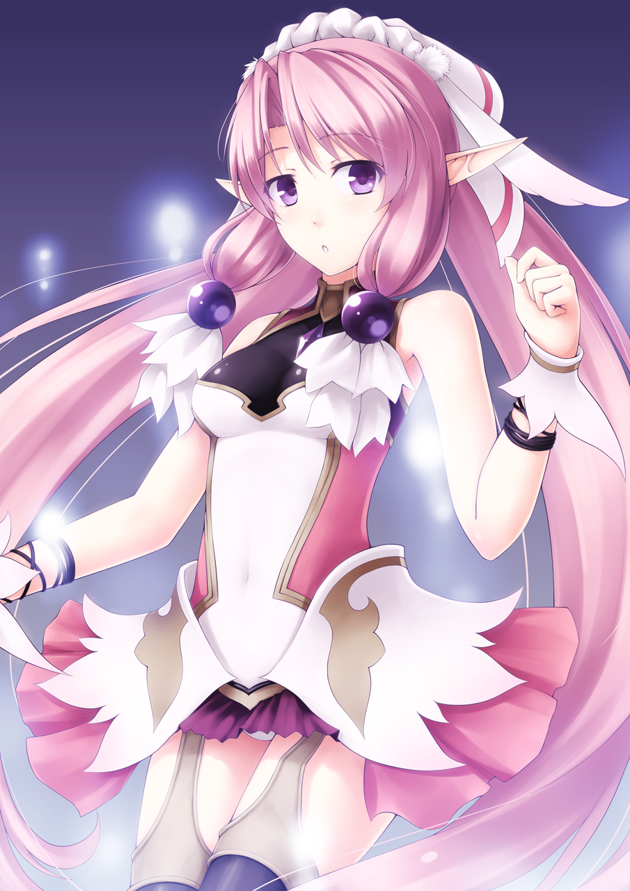 blush, breasts, dress, elf, ellis_(agarest_senki), hair_ornament, hat, highres