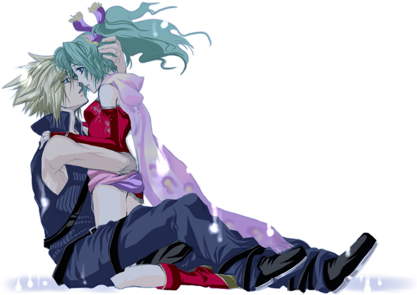 1girl, alternate_color, alternate_costume, asu_(asoras), asu_(pixiv), blonde_hair, blue_eyes, cloud_strife