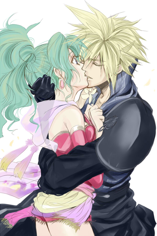 1girl, alternate_color, alternate_costume, asu_(asoras), asu_(pixiv), cloud_strife, couple, dissidia_final_fantasy