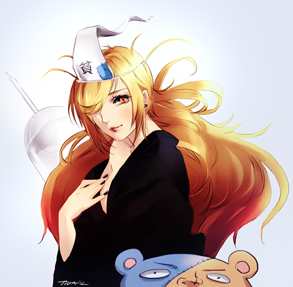 binbougami_ga!, blonde_hair, blush, bunny_shake, hair_over_one_eye, kumagai, long_hair, momiji_(binbougami_ga!)