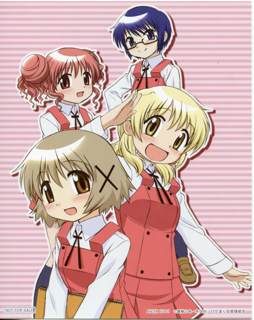 4_girls, 4girls, :d, absurdres, aoki_ume, blonde_hair, blue_eyes, blue_hair