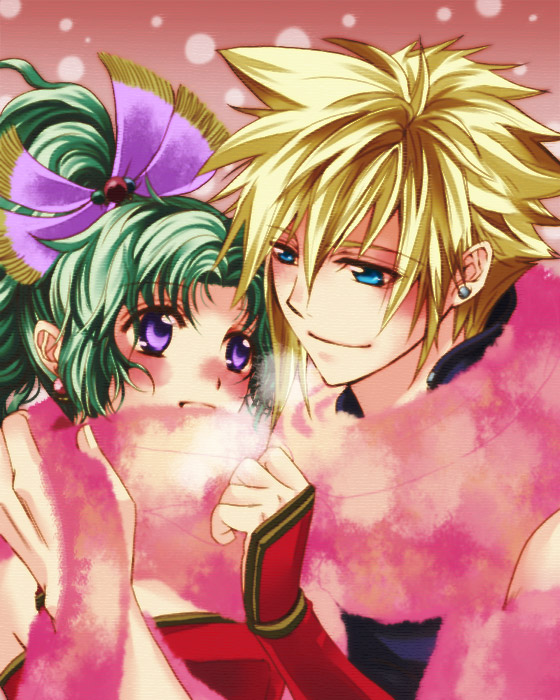 1girl, alternate_color, alternate_costume, asu_(asoras), asu_(pixiv), cloud_strife, couple, dissidia_final_fantasy