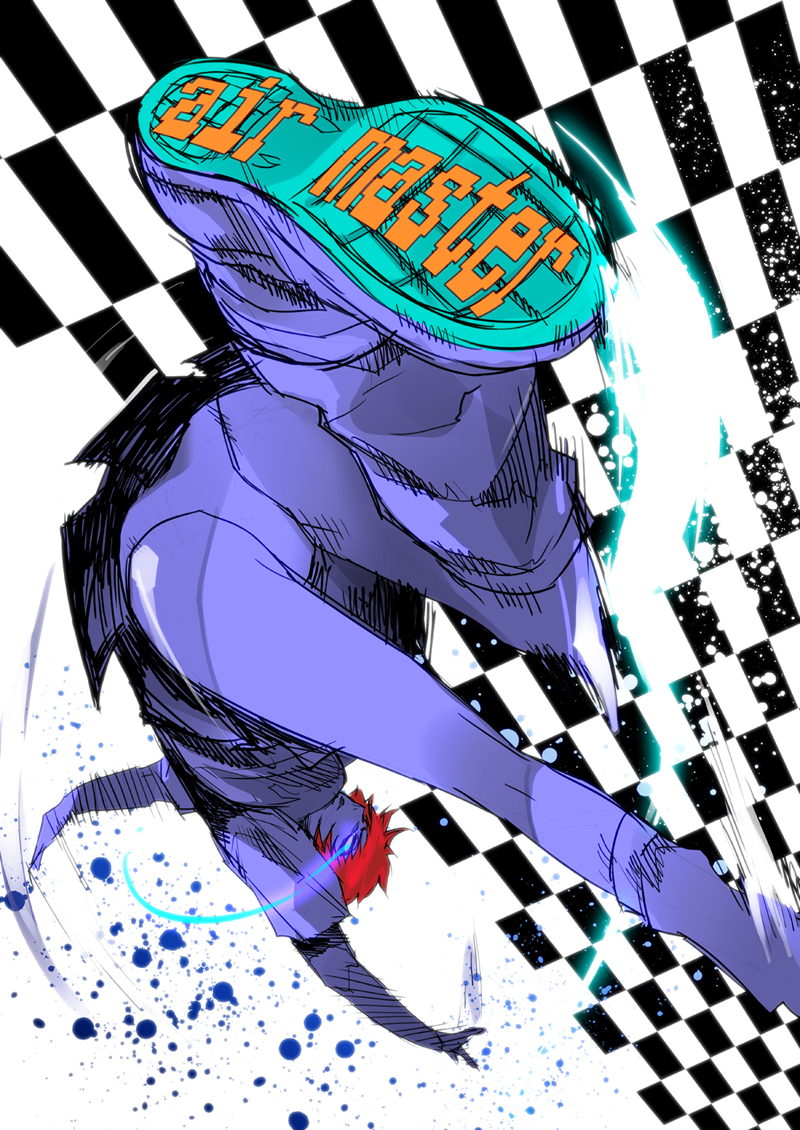 action, aikawa_maki, air_master, checkered, checkered_background, panties, pantyshot, red_hair