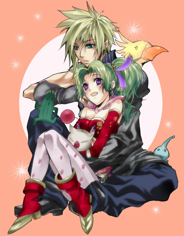 alternate_costume, asu_(asoras), asu_(pixiv), blonde_hair, cactus, chocobo, cloud_strife, couple