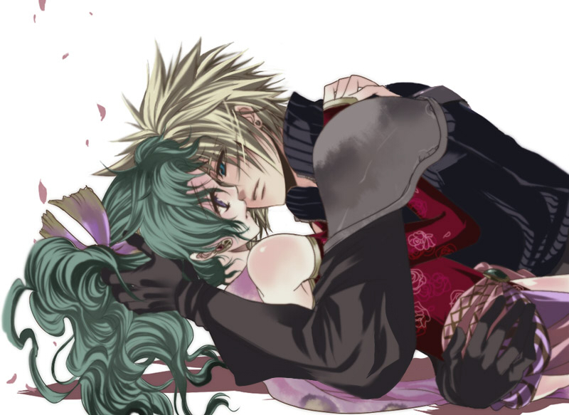 1girl, alternate_color, alternate_costume, asu_(asoras), asu_(pixiv), cloud_strife, couple, dissidia_final_fantasy