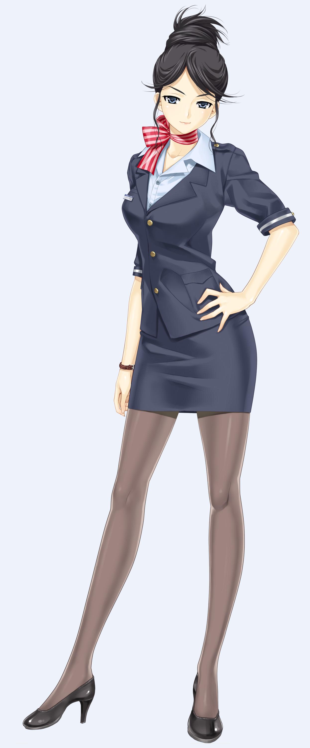 1girl, absurdres, artist_request, black_hair, blue_eyes, buttons, closed_mouth, collared_shirt