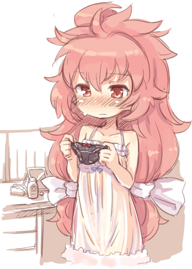 7010, black_panties, blush, collarbone, holding, lingerie, long_hair, luu_(magico)
