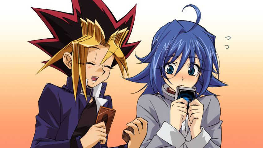 blue_eyes, blue_hair, card, cardfight!!_vanguard, cardfight!!_vanguard_(cards), crossover, holding, holding_card