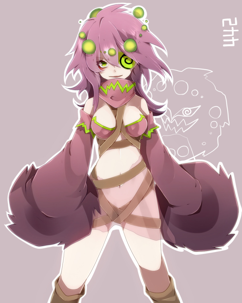 breasts, detached_sleeves, eyepatch, green_eyes, highres, personification, pink_hair, pokemon