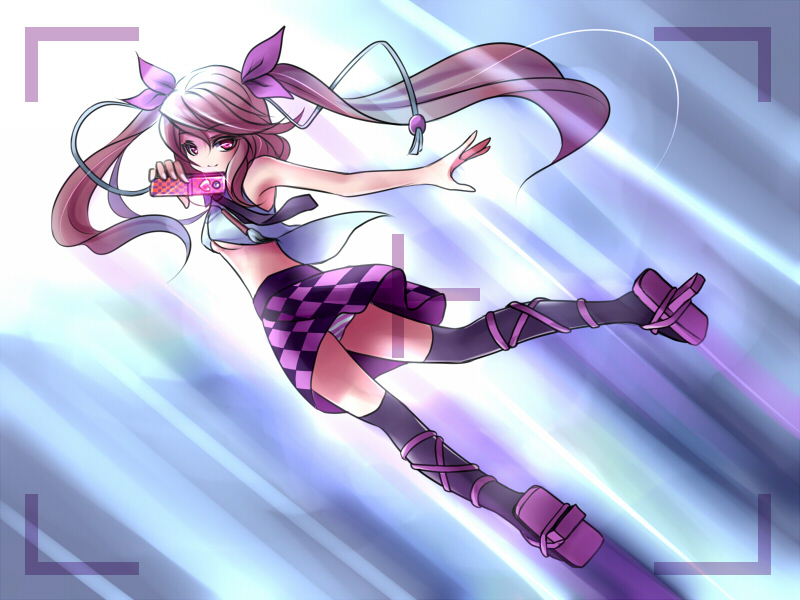 brown_hair, cellphone, hat, heart, himekaidou_hatate, joey_(lilinjunyi), long_hair, necktie