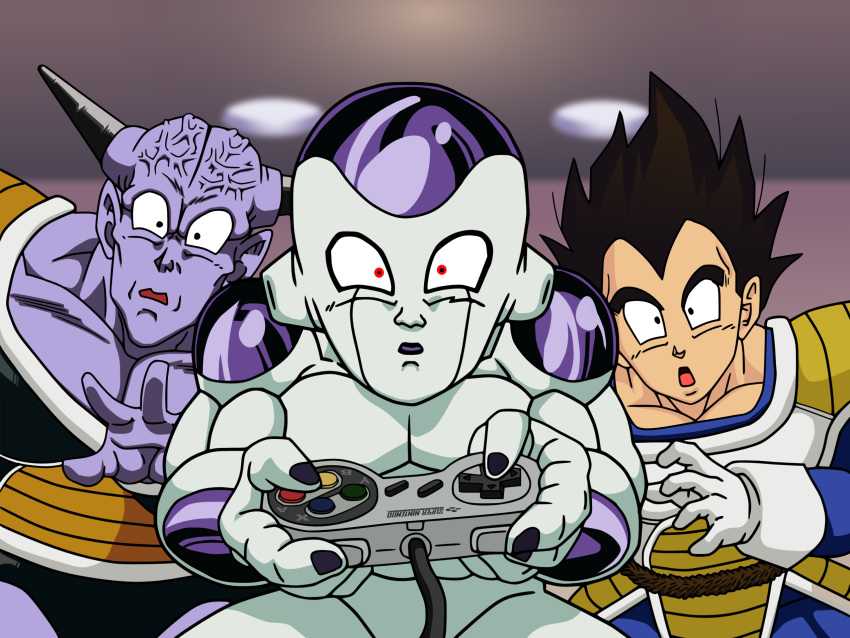 captain_ginyu, controller, dragon_ball, dragonball, frieza, highres, snes, surprised