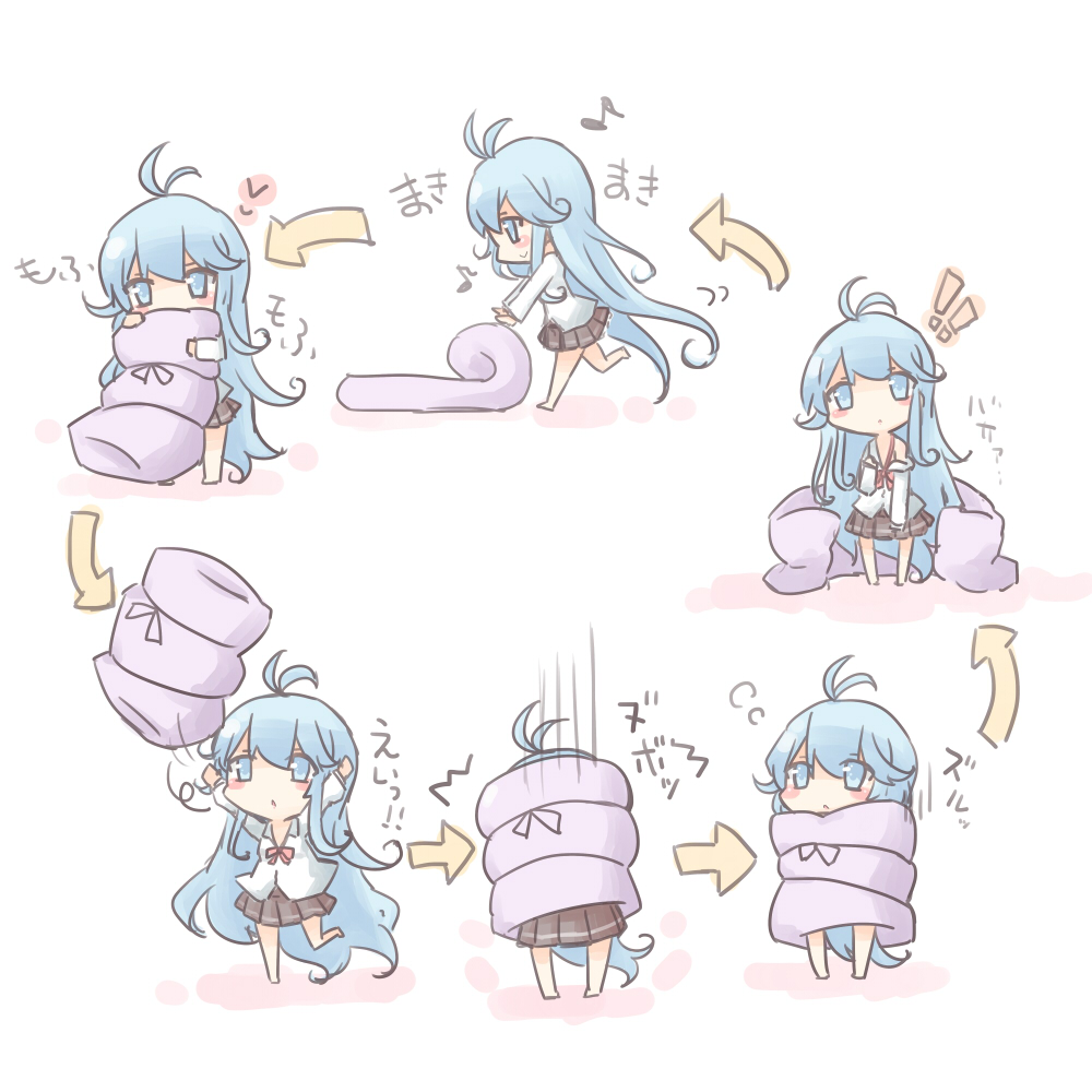 chibi, denpa_onna_to_seishun_otoko, directional_arrow, hanuu_(kemomiku), long_hair, skirt, smile, solo