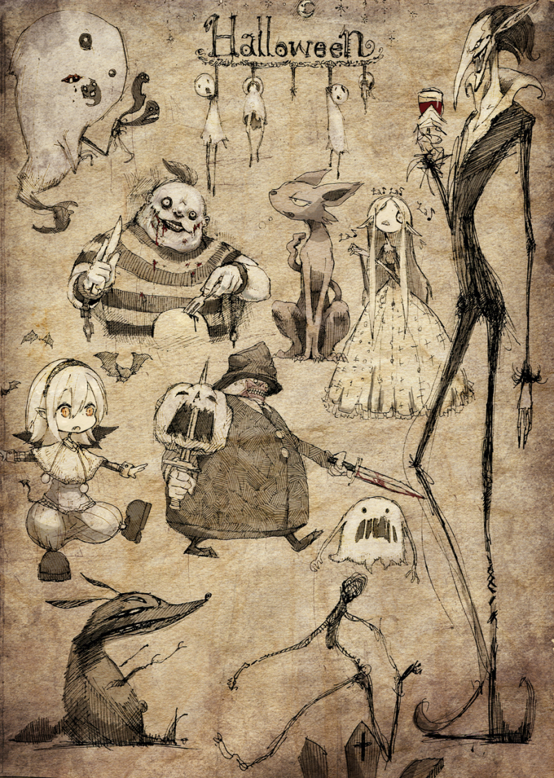 3boys, bat, cat, coffin, cup, death, dog, ghost