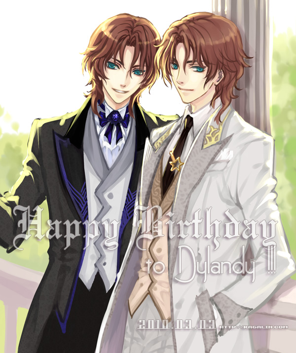 birthday, blue_eyes, brothers, brown_hair, formal, green_eyes, gundam, gundam_00