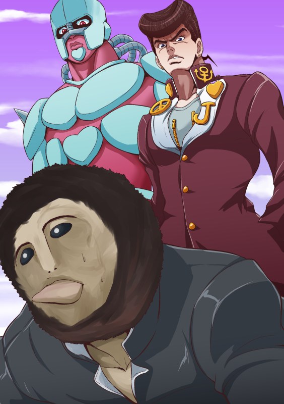 black_hair, crazy_diamond, ecce_homo, fine_art_parody, gachon_jirou, gakuran, hands_in_pockets, higashikata_jousuke