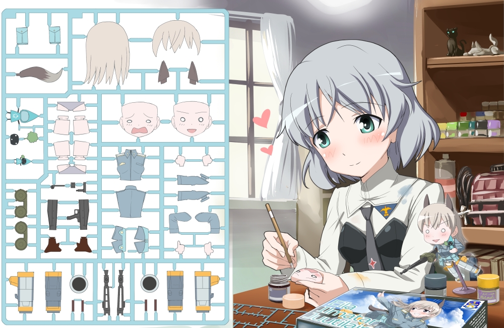 box, character_doll, eila_ilmatar_juutilainen, green_eyes, grey_hair, heart, hi-ho-, indoors