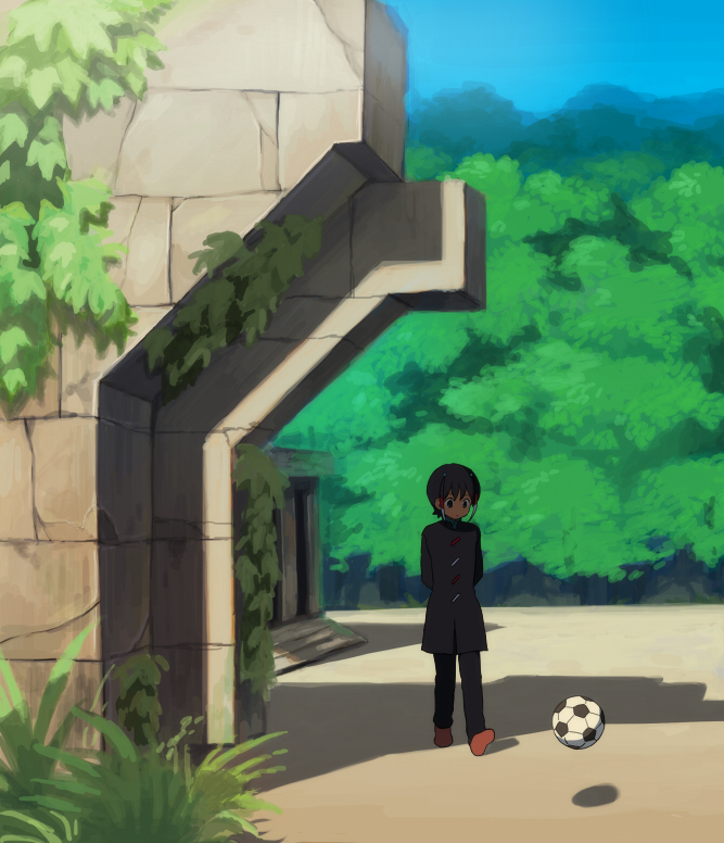 ball, building, inazuma_eleven, inazuma_eleven_(series), inazuma_eleven_go, male, nature, rezigigasunoyume