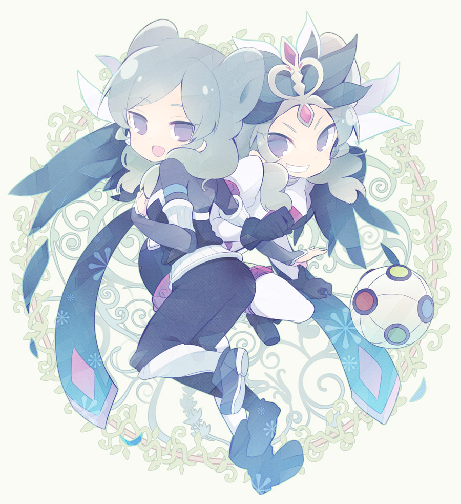 alternate_costume, aqua_hair, ball, beta_(inazuma_eleven), bodysuit, dual_persona, grin, inazuma_eleven