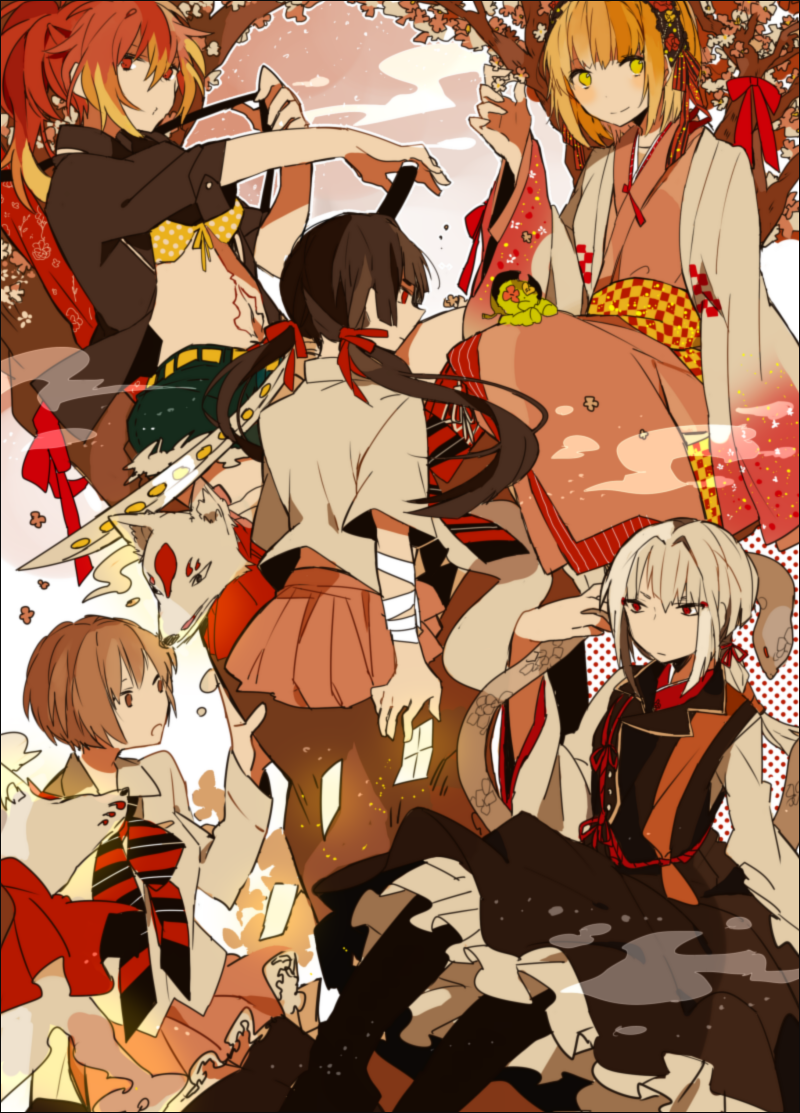 akina422, ao_no_exorcist, bandage, bandages, black_hair, blonde_hair, fox, houjou_mamushi