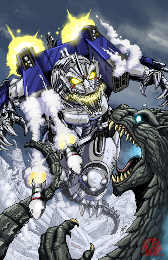 battle, fangs, glowing_eyes, godzilla, godzilla_(series), godzilla_ongoing_(series), ice, kiryu