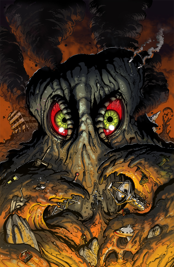 godzilla_(series), godzilla_kingdom_of_monsters_(series), hedorah, kaijuu, maser_cannon, red_eyes