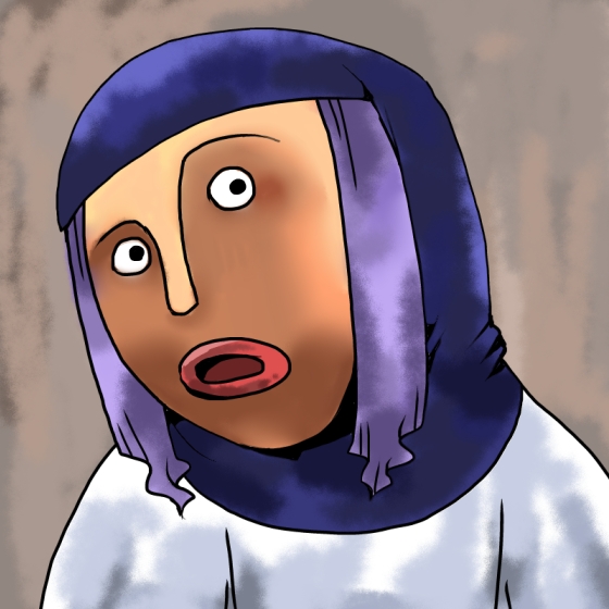 1girl, ecce_homo, fine_art_parody, kumoi_ichirin, onikobe_rin, open_mouth, parody, solo