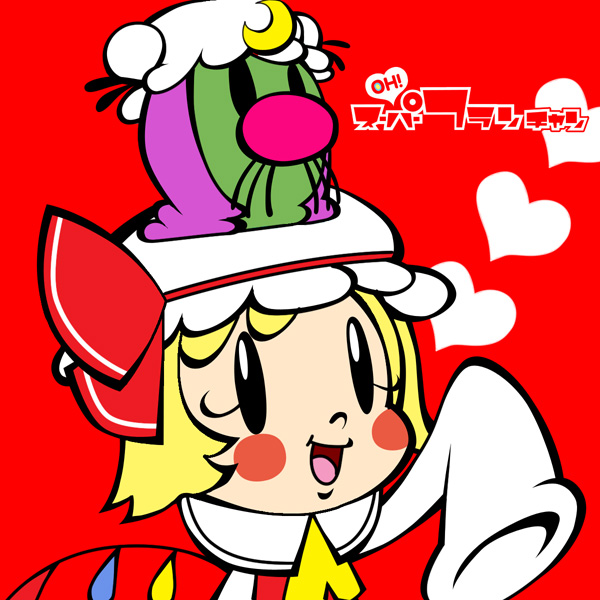 1girl, animal_on_head, ascot, blonde_hair, blush, blush_stickers, chamupei, chibi
