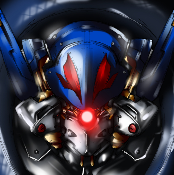 face, glowing, glowing_eyes, head, mecha, metal_wolf, metal_wolf_chaos, nishiumi_yuuta