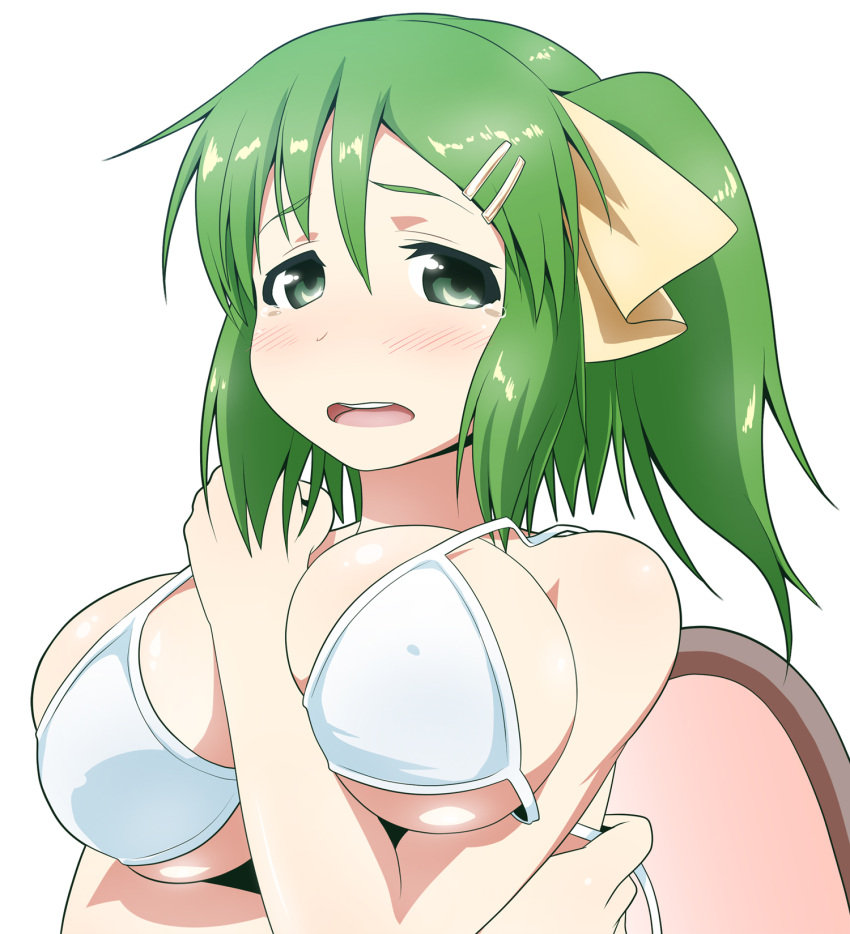 bare_shoulders, bikini, blush, breasts, bust, daiyousei, green_eyes, green_hair