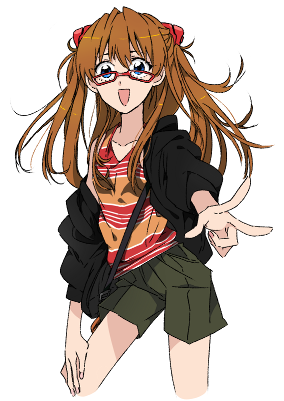 1girl, bespectacled, blue_eyes, female, glasses, hair_ornament, hoodie, neon_genesis_evangelion