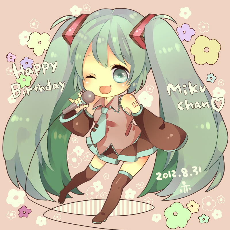2012, \m/, boots, character_name, chibi, dated, detached_sleeves, green_eyes