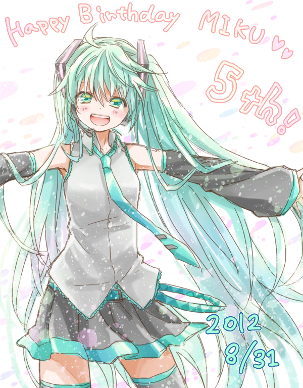2012, character_name, dated, detached_sleeves, green_eyes, green_hair, happy_birthday, hatsune_miku