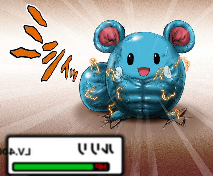 abs, azurill, electricity, muscle, no_humans, pokemon, pokemon_(creature), realistic