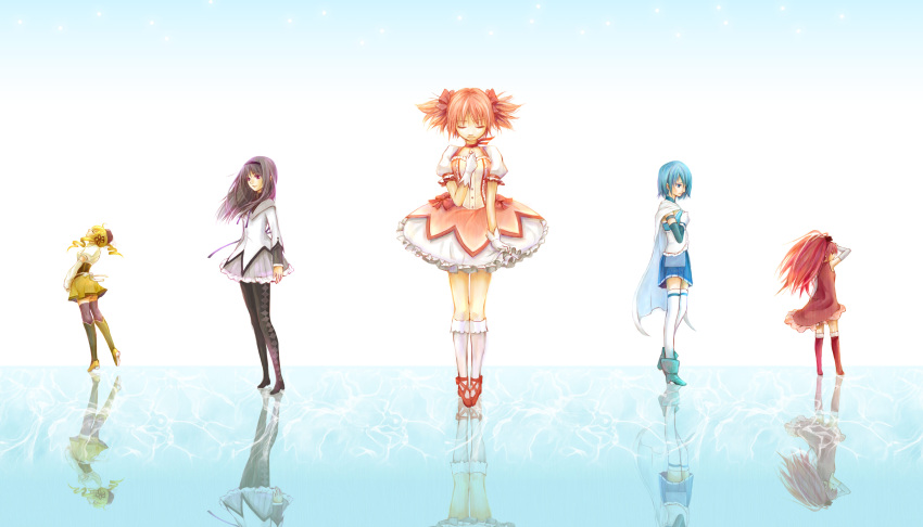 absurdres, akemi_homura, argyle, argyle_legwear, black_hair, blue_eyes, blue_hair, boots