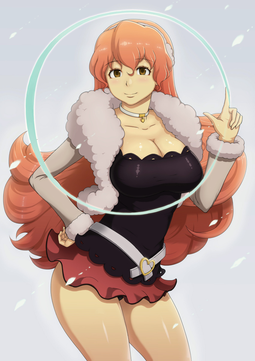 absurdres, ao_madou_ko, belt, breasts, choker, circle, cleavage, earmuffs