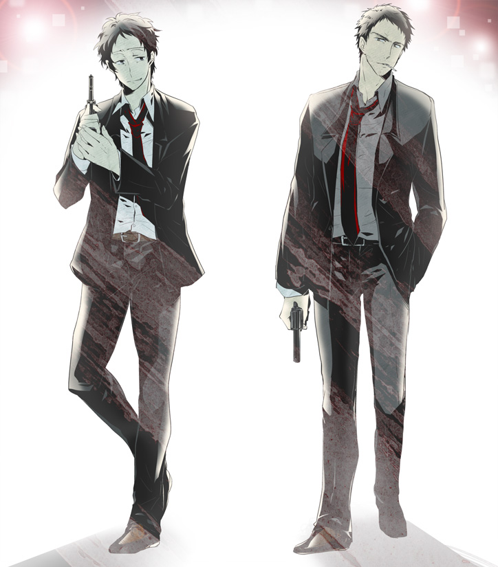 adachi_tooru, bachi_(bachoo), belt, blazer, cigarette, detective, doujima_ryoutarou, dress_shirt