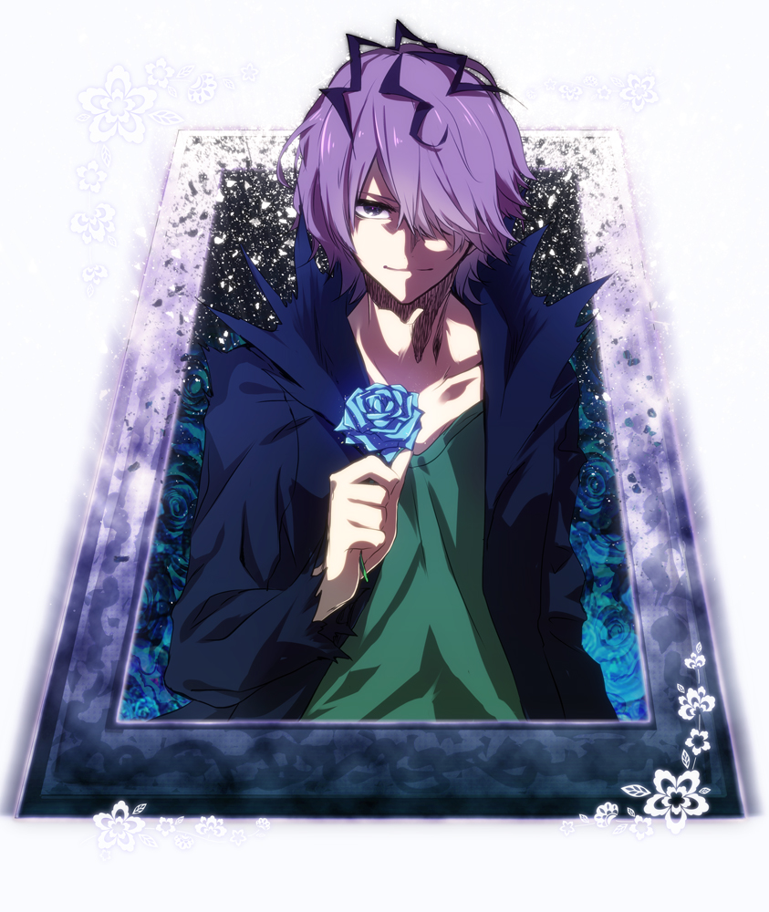 bad_id, blue_rose, collarbone, flower, garry_(ib), gary_(ib), ib, long_sleeves