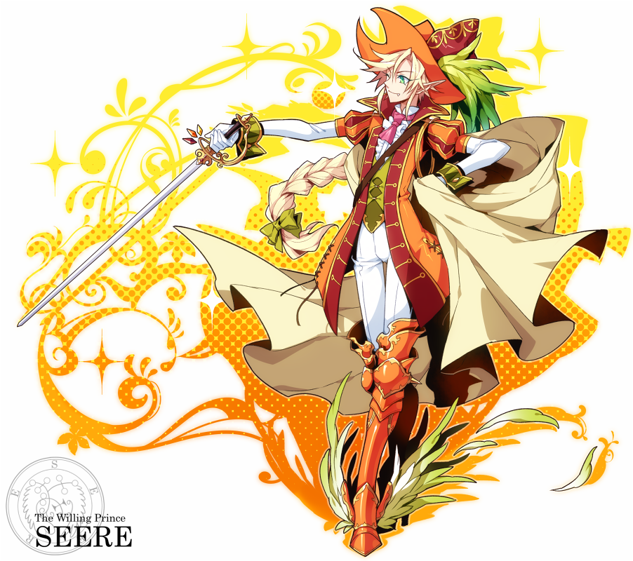 ars_goetia, blonde_hair, boots, braid, cape, character_name, coat, cravat