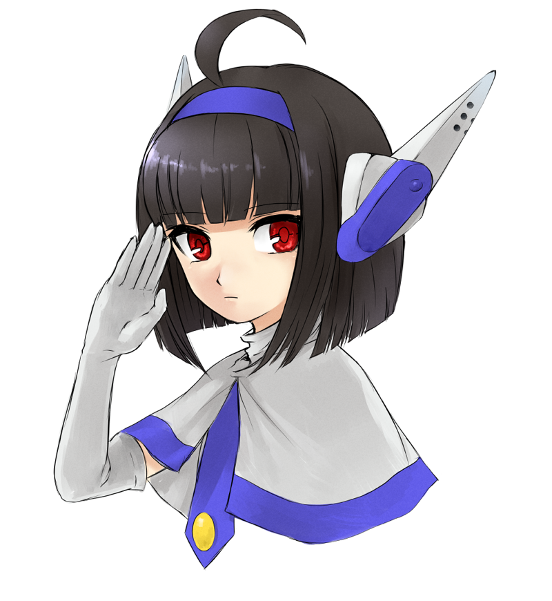 capelet, combat-san, hairband, ichigeki_sacchuu!!_hoihoi-san, robot_ears, salute, souseki556